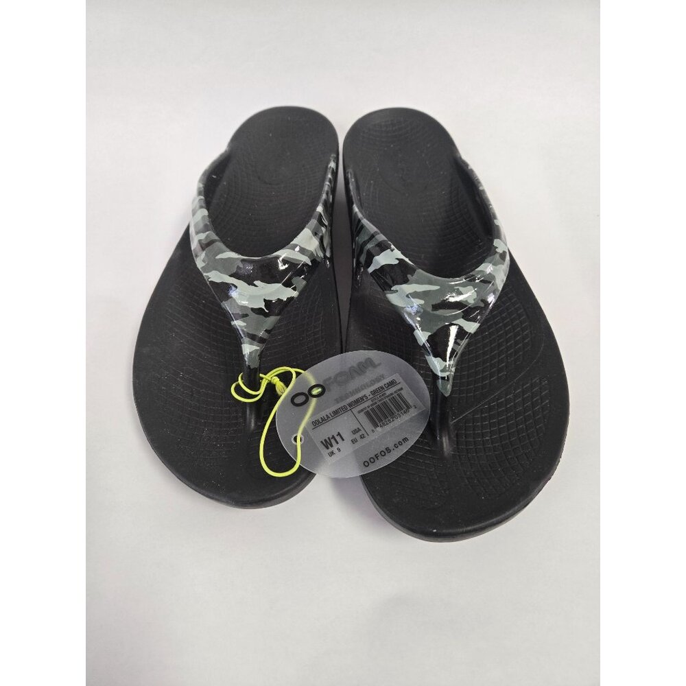 Oofos Oolala Limited Women's Green Camo Sandals Sz 11